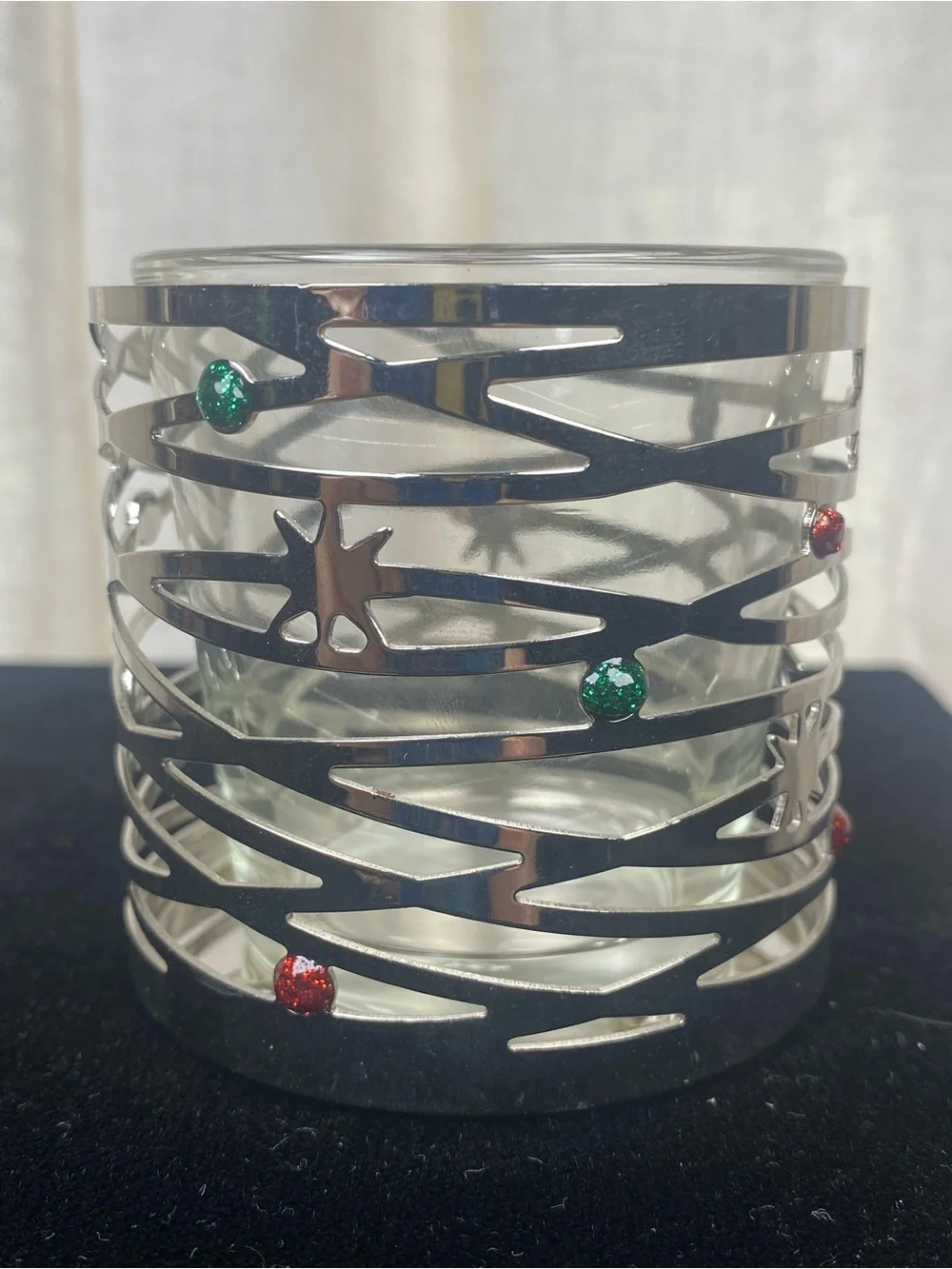 Yankee Candle Christmas Lights Tea Light Votive Holder Metal Silver 1567023